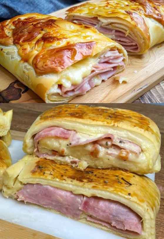 Blätterteigstrudel mit Schinken 