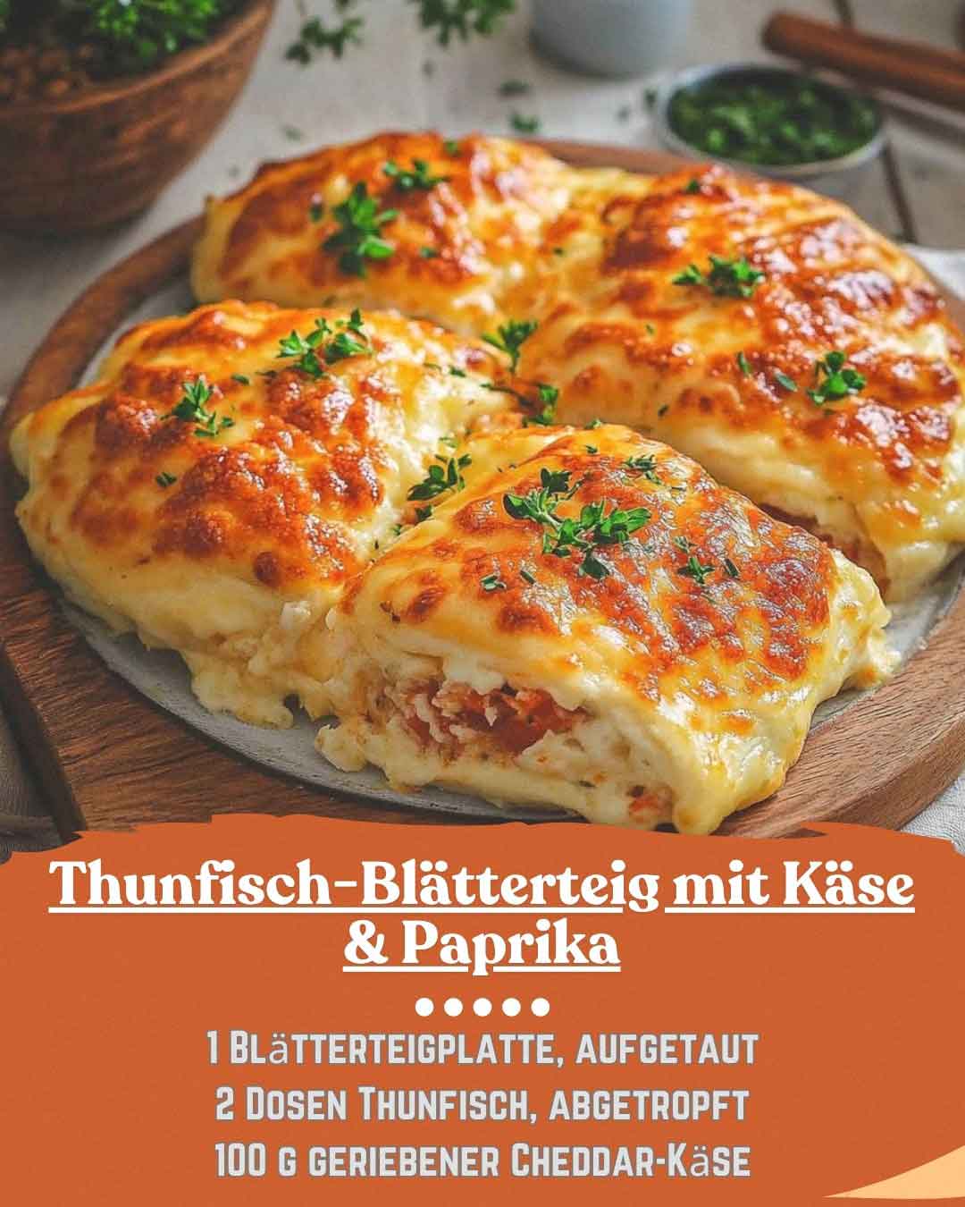 Thunfisch-Blätterteig mit Käse und Paprika, ich kann nicht aufhören zu ...