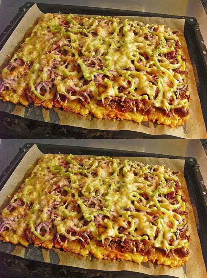 Kartoffelpizza mit Hackfleisch