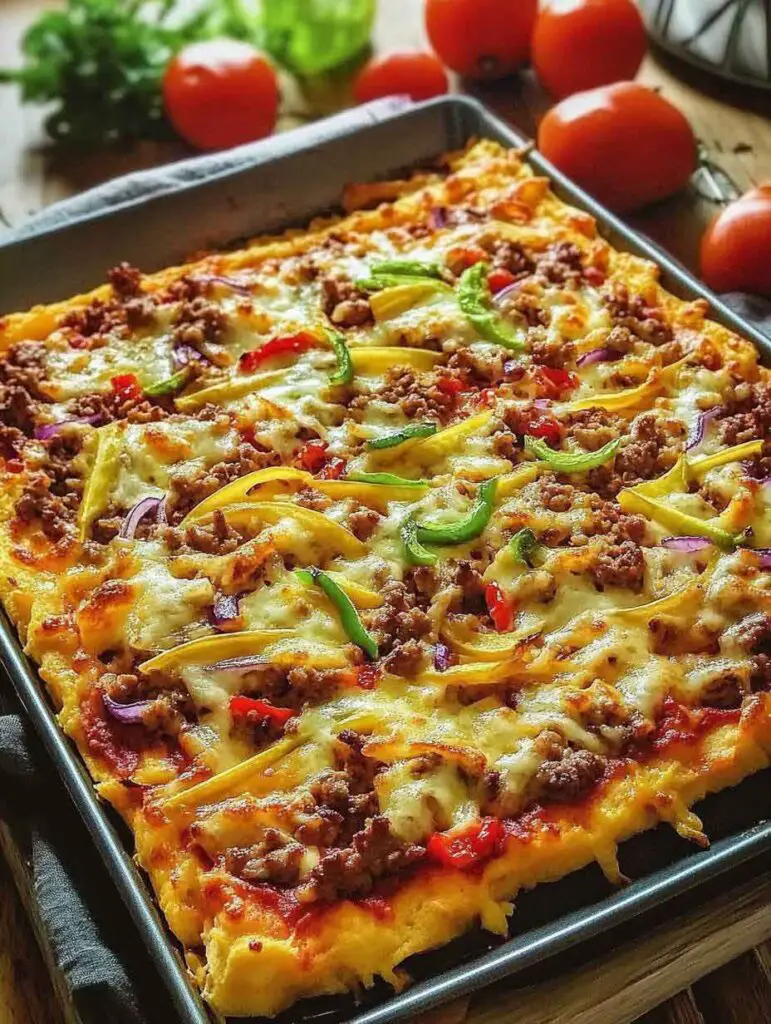 Kartoffelpizza mit Hackfleisch