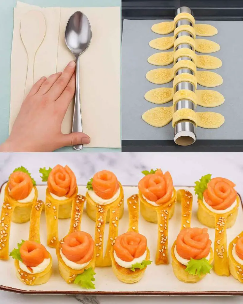 Blätterteig-Löffel mit Frischkäse und Räucherlachs