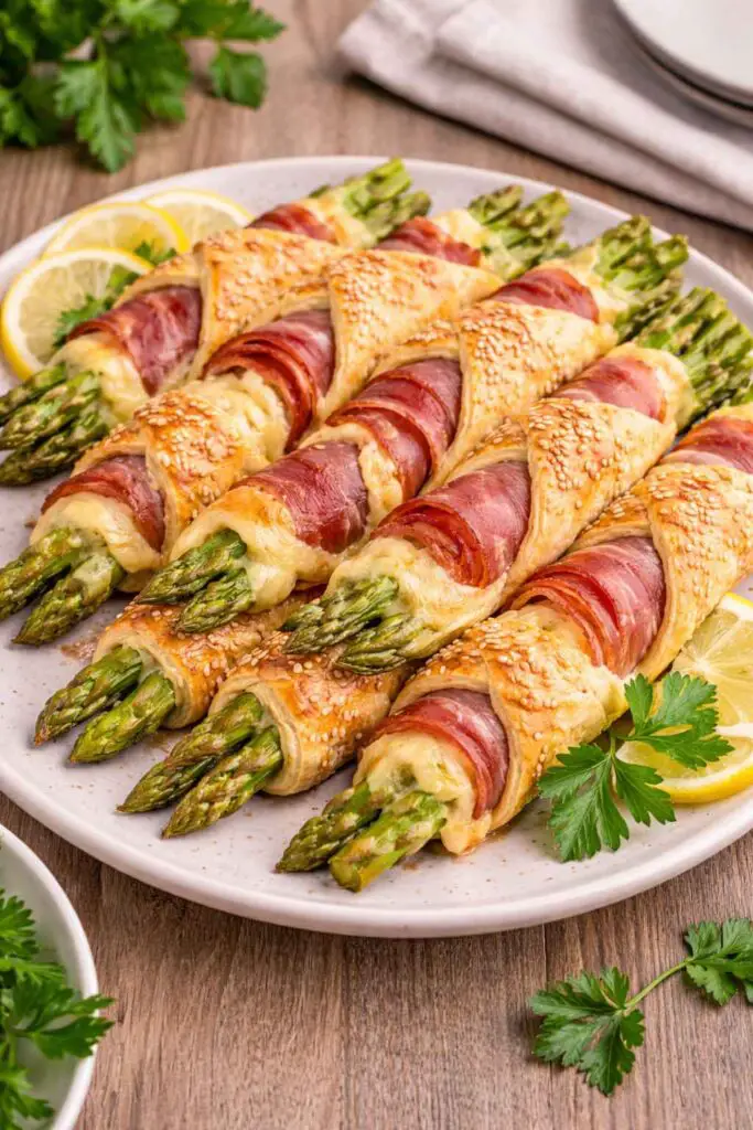 Spargelröllchen im Blätterteig