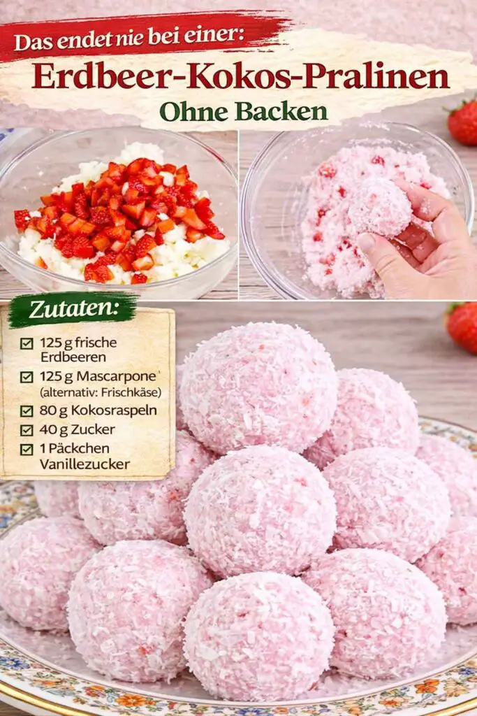 Erdbeer-Kokos-Pralinen Ohne Backen